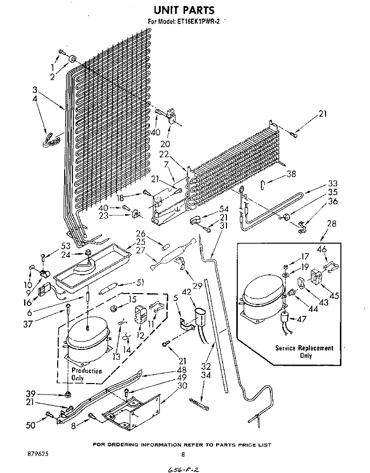 UNIT Diagram and Parts List for ET16EK1PWR2  Whirlpool Refrigerator