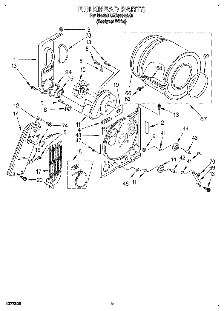 SECTION Diagram and Parts List for LER5634AQ1  Whirlpool Dryer