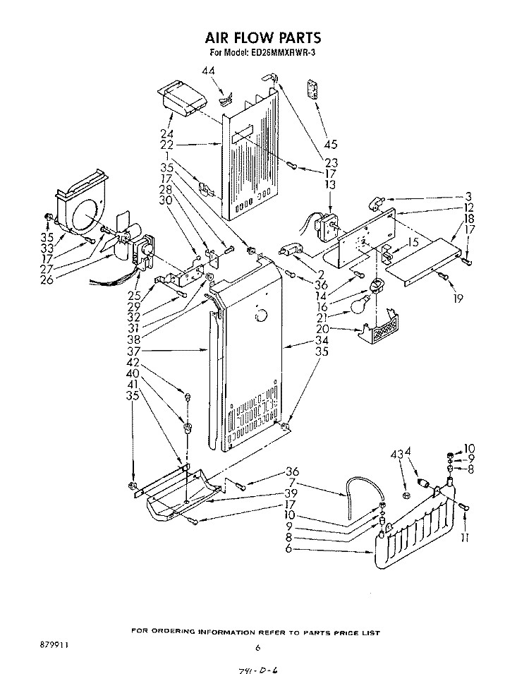 AIRFLOW Diagram and Parts List for ED26MMXRWR3  Whirlpool Refrigerator