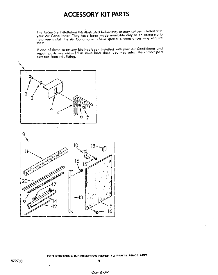 ACCESSORY KIT Diagram and Parts List for AC1052XS1  Whirlpool Air Conditioner