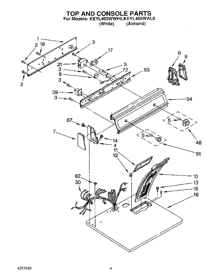 SECTION Diagram and Parts List for KEYL405WAL0  KitchenAid Dryer