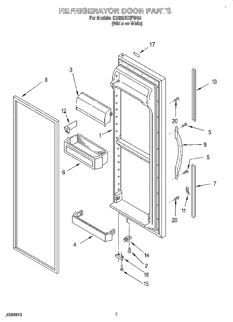 REFRIGERATOR DOOR Diagram and Parts List for GD22DKXFW00  Whirlpool Refrigerator