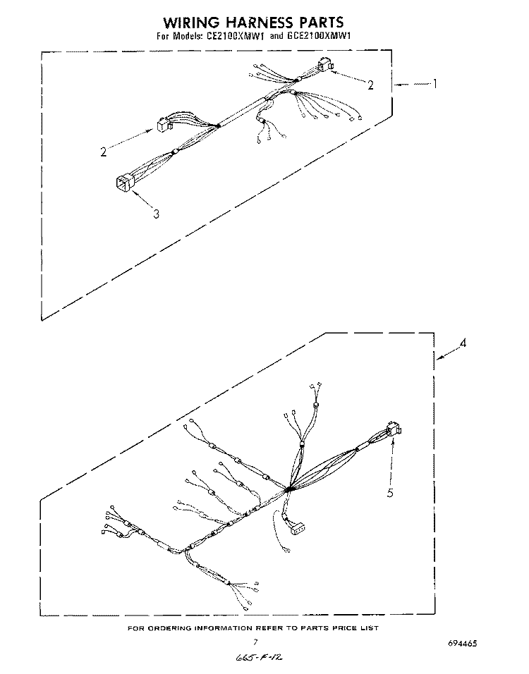 WIRING HARNESS Diagram and Parts List for CE2100XMW1  Whirlpool Dryer