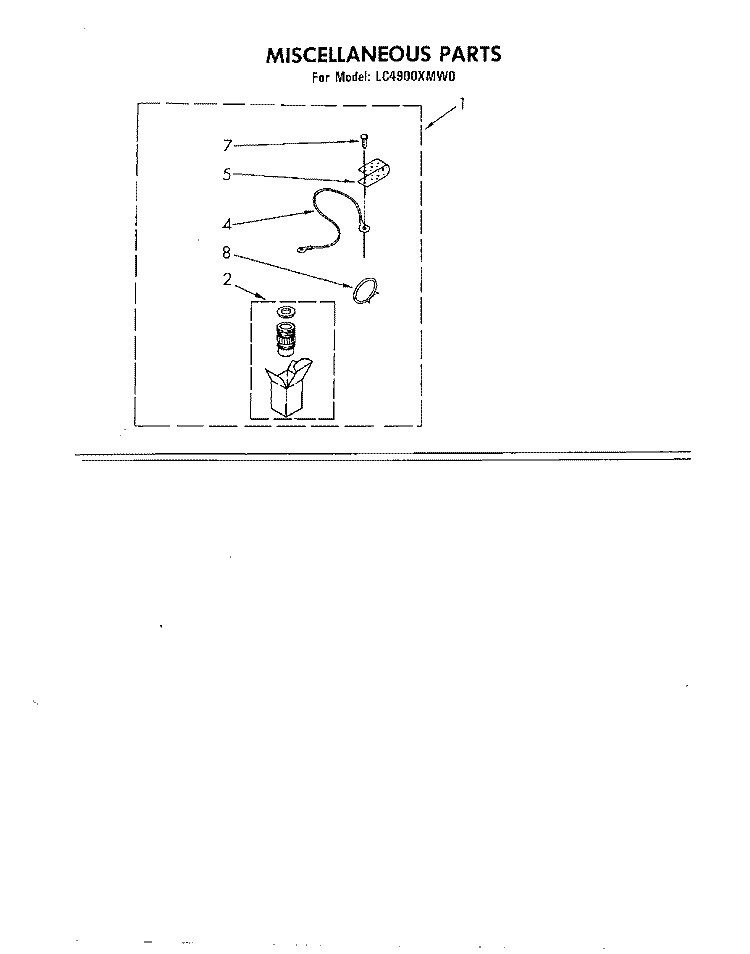 MISCELLANEOUS , LITERATURE AND OPTIONAL Diagram and Parts List for LC4900XMW0  Whirlpool Washer