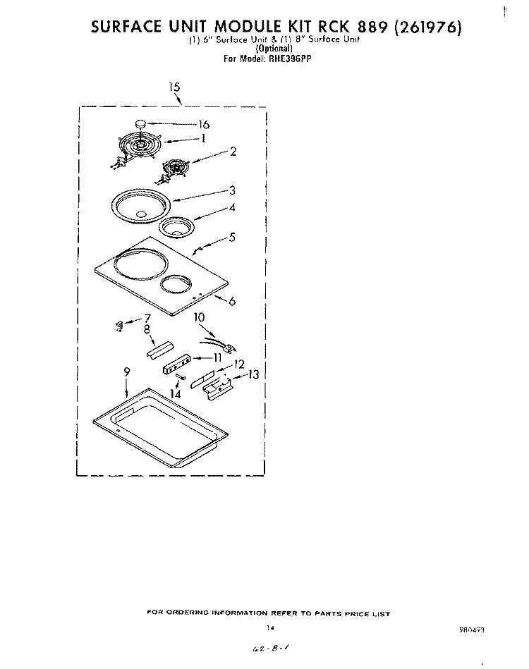 SECTION Diagram and Parts List for RHE396PP  Whirlpool Range