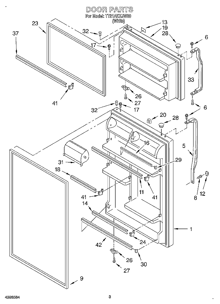DOOR Diagram and Parts List for TT21AKXJW00  Estate Refrigerator