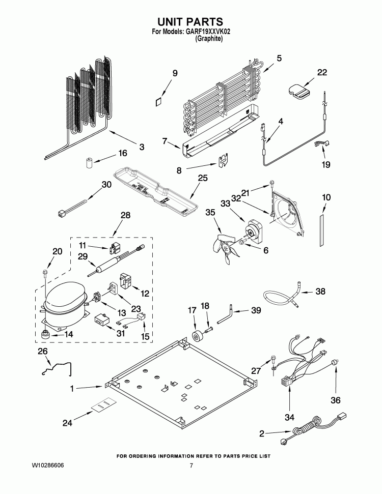 UNIT PARTS Diagram and Parts List for GARF19XXVK02  Whirlpool Refrigerator