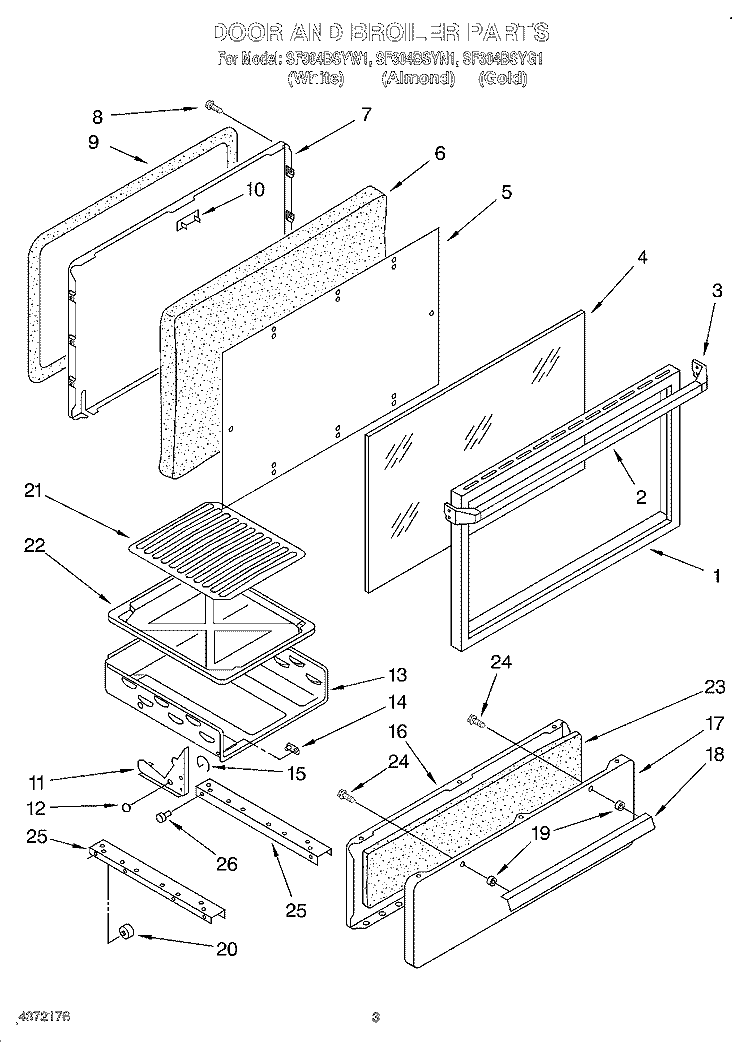 SECTION Diagram and Parts List for SF304BSYN1  Whirlpool Range