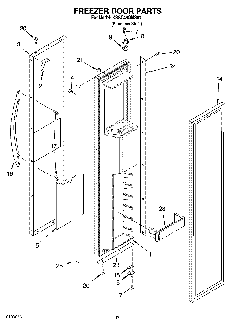 FREEZER DOOR PARTS Diagram and Parts List for KSSC48QMS01  KitchenAid Refrigerator
