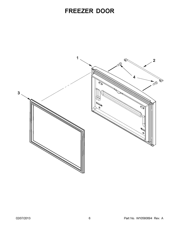 FREEZER DOOR Diagram and Parts List for IX5HHEXWS10  Whirlpool Refrigerator