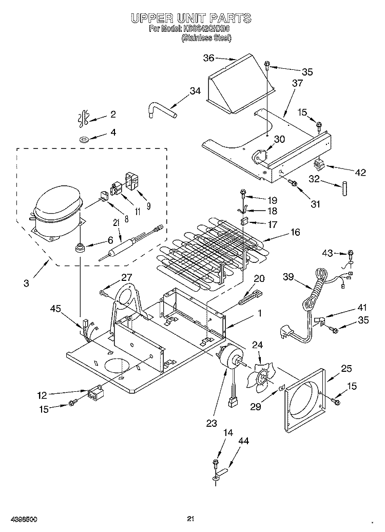 UPPER UNIT Diagram and Parts List for KSSS42QHX00  KitchenAid Refrigerator