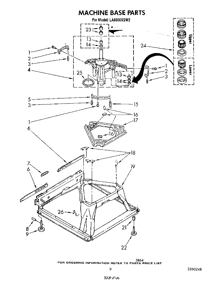 MACHINE BASE Diagram and Parts List for LA8800XSW2  Whirlpool Washer