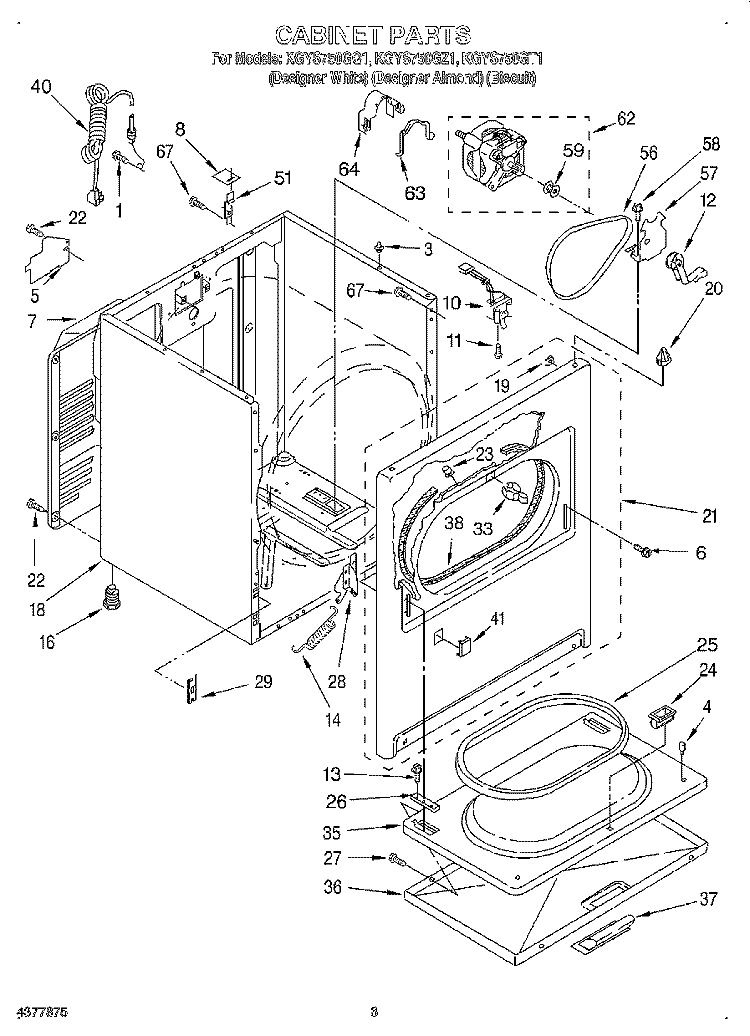 CABINET Diagram and Parts List for KGYS750GQ1  KitchenAid Dryer