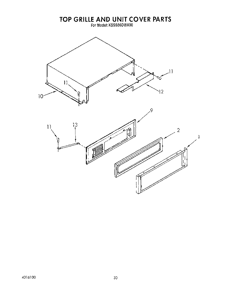 TOP GRILLE AND UNIT COVER Diagram and Parts List for KSSS36DWX00  KitchenAid Refrigerator