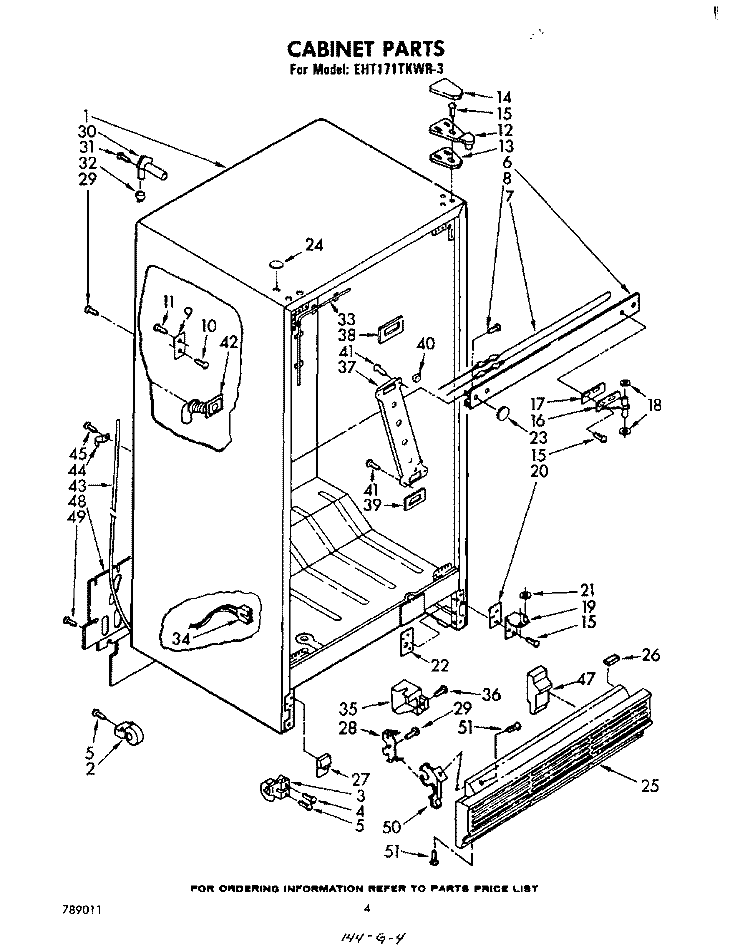 CABINET Diagram and Parts List for EHT171TKWR3  Whirlpool Refrigerator