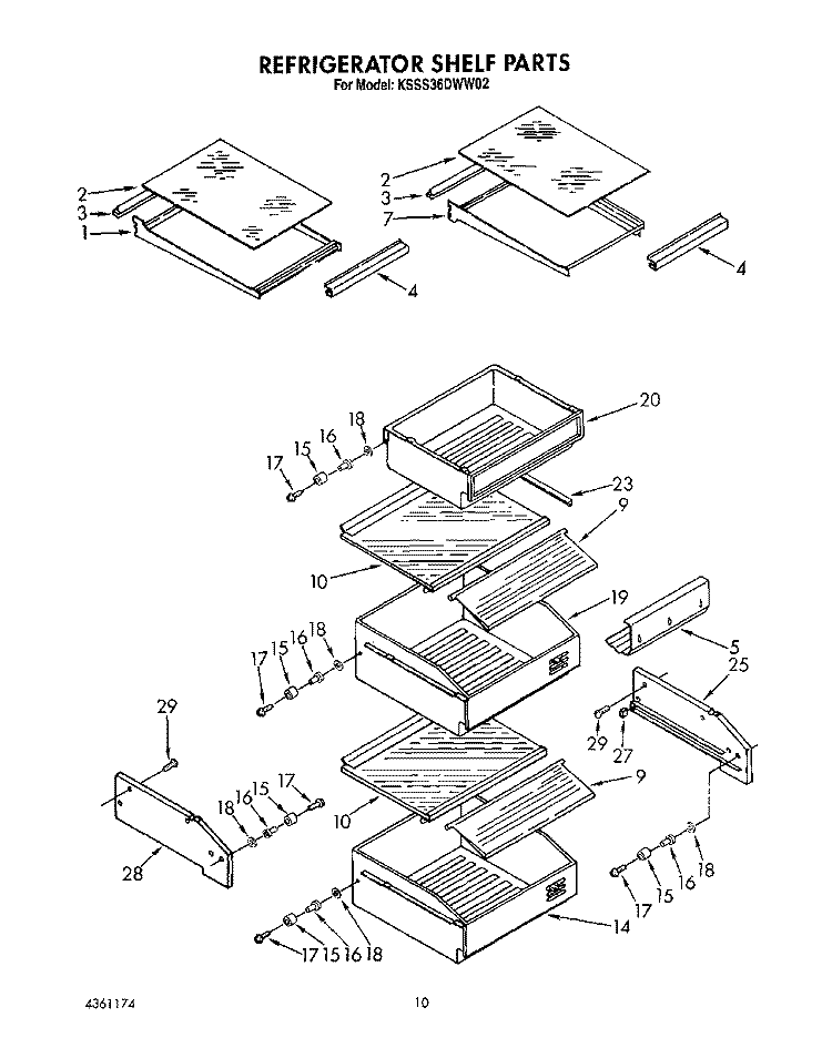 REFRIGERATOR SHELF Diagram and Parts List for KSSS36DWW02  KitchenAid Refrigerator