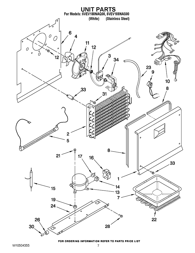 UNIT PARTS Diagram and Parts List for 5VEV188NAQ00  Whirlpool Freezer