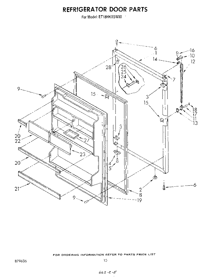 REFRIGERATOR DOOR, NOT ILLUSTRATED Diagram and Parts List for ET18HKXSW00  Whirlpool Refrigerator