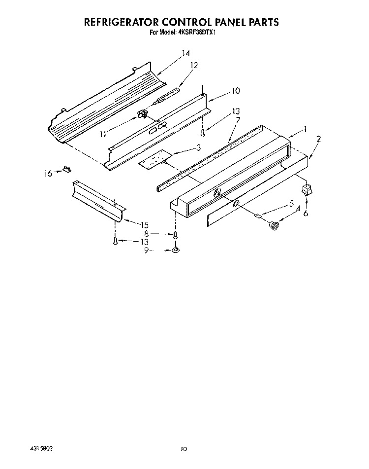 REFRIGERATOR CONTROL PANEL Diagram and Parts List for 4KSRF36DTX1  KitchenAid Refrigerator