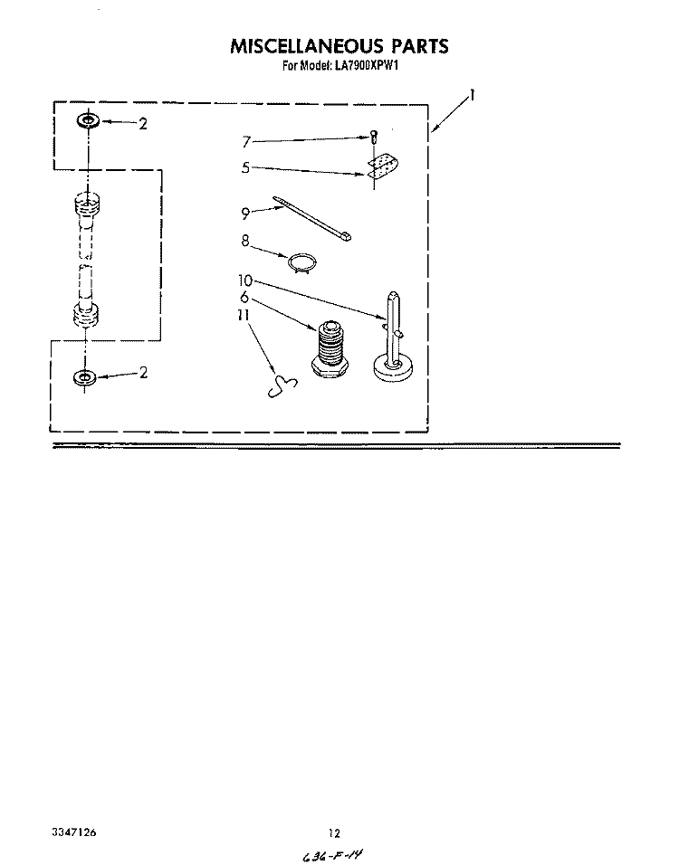 MISCELLANEOUS, LITERATURE AND OPTIONAL Diagram and Parts List for LA7900XPW1  Whirlpool Washer