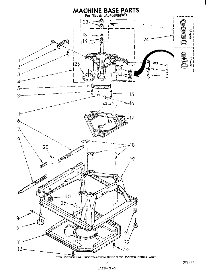 MACHINE BASE Diagram and Parts List for LA5460XMW3  Whirlpool Washer
