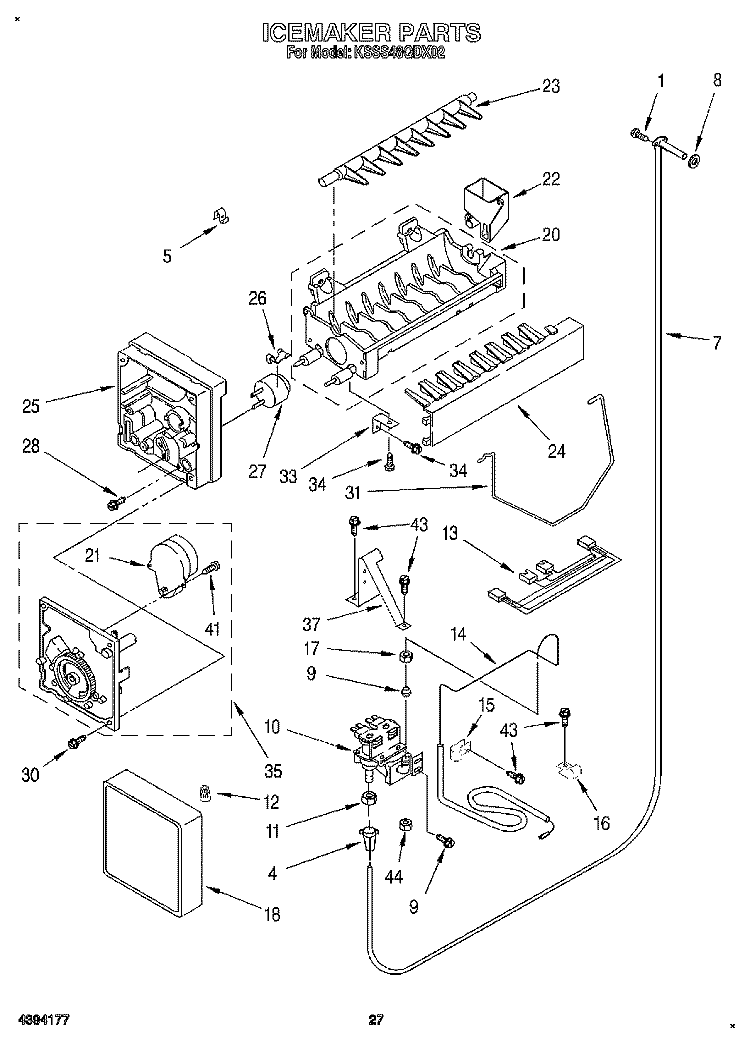 ICEMAKER, LIT/OPTIONAL Diagram and Parts List for KSSS48QDX02  KitchenAid Refrigerator