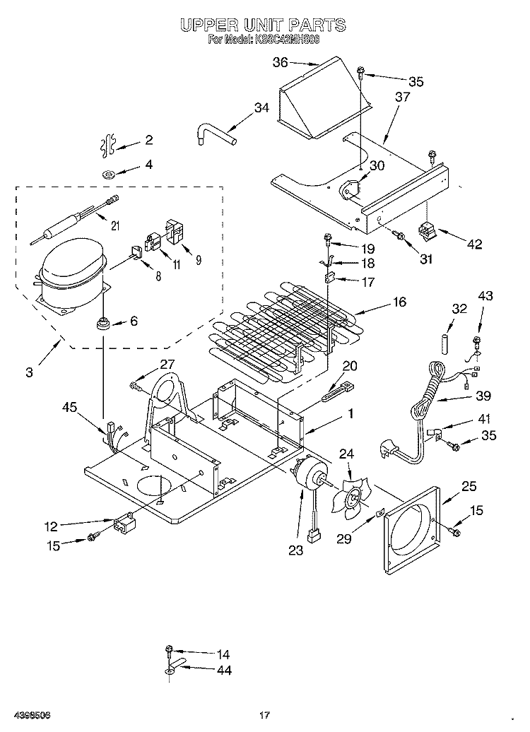 UPPER UNIT Diagram and Parts List for KSSC42MHS00  KitchenAid Refrigerator