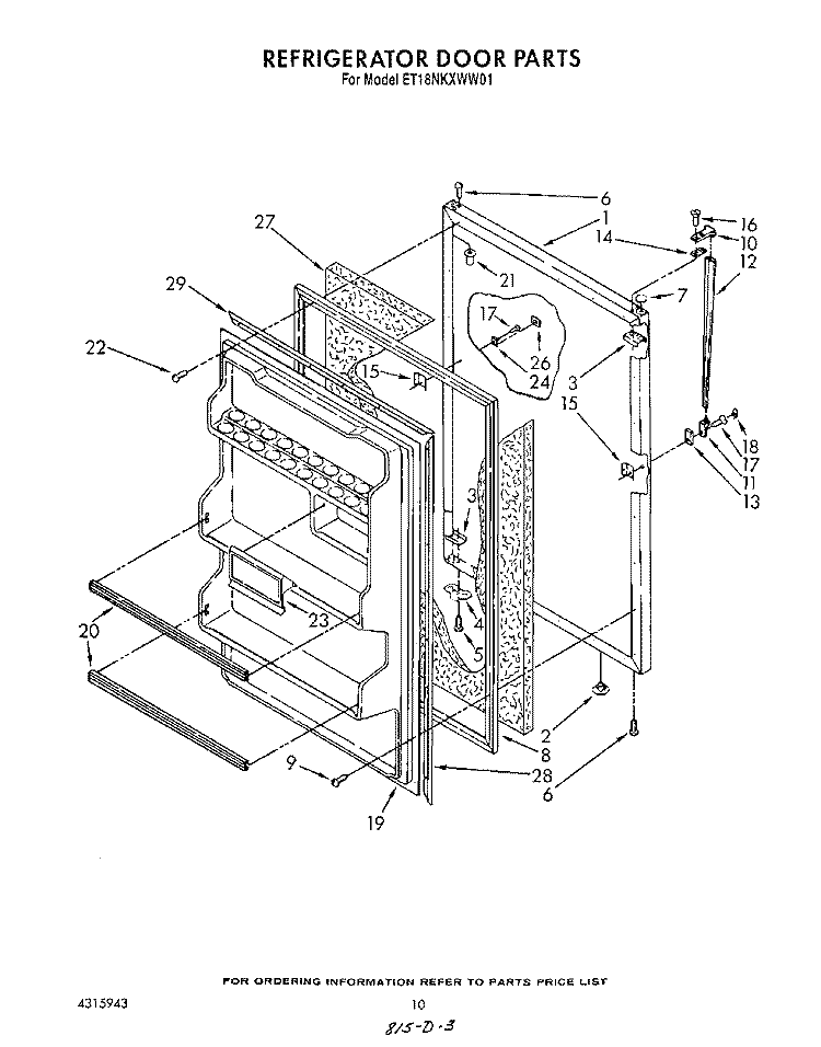 REFRIGERATOR DOOR , LIT/OPTIONAL Diagram and Parts List for ET18NKXWM01  Whirlpool Refrigerator