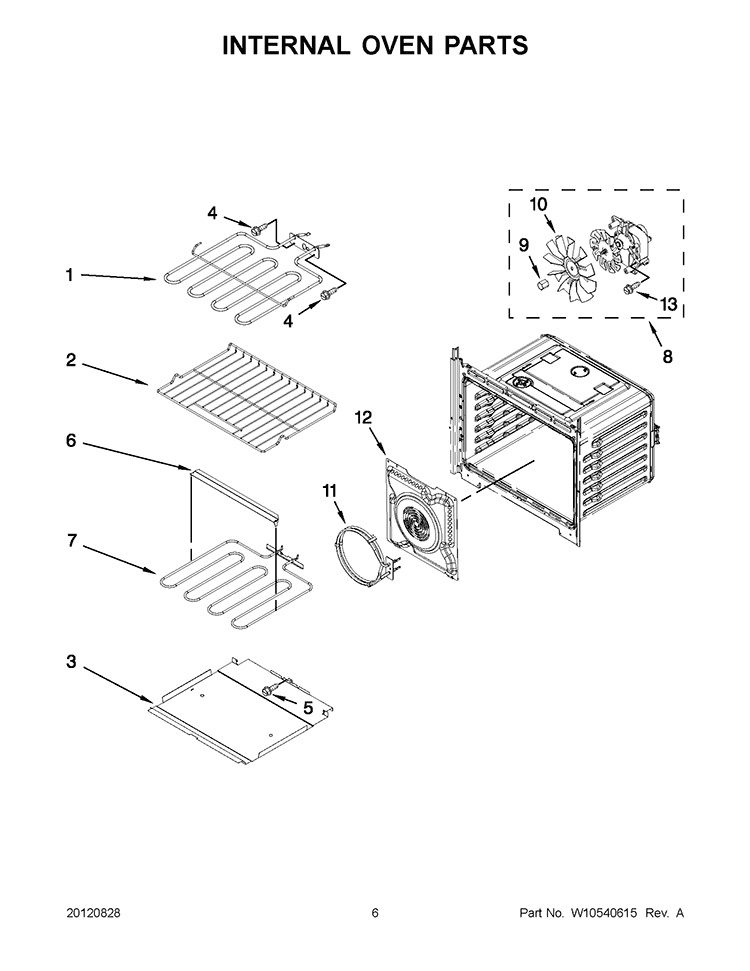 INTERNAL OVEN PARTS Diagram and Parts List for WOS92EC0AS01  Whirlpool Wall Oven