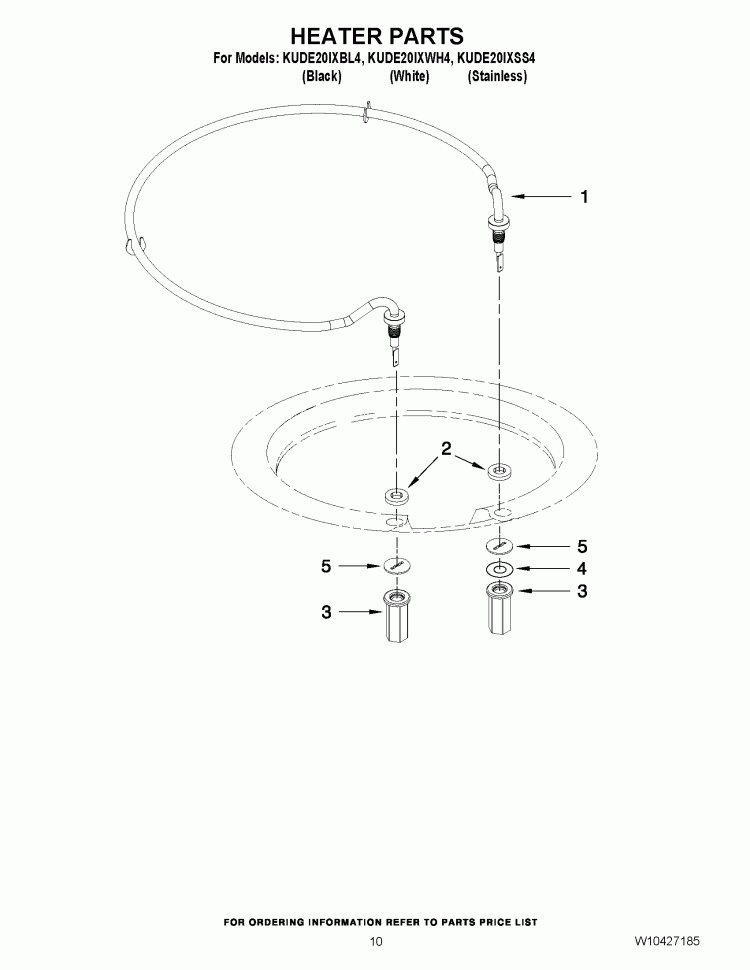 HEATER PARTS Diagram and Parts List for KUDE20IXBL4  KitchenAid Dishwasher