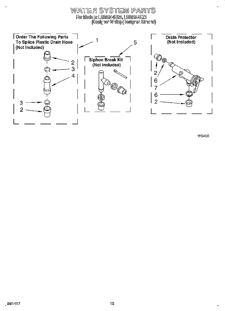 WATER SYSTEM Diagram and Parts List for LSR8244EQ1  Whirlpool Washer