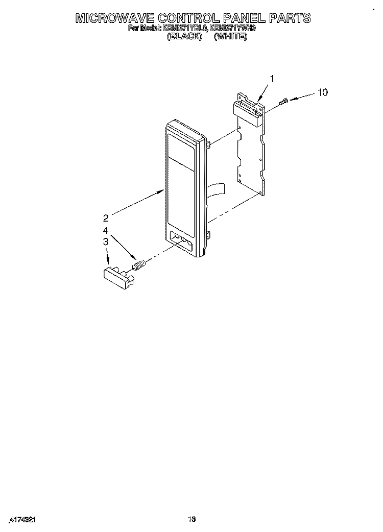 MICROWAVE CONTROL PANEL Diagram and Parts List for KEMI371YBL0  KitchenAid Wall Oven