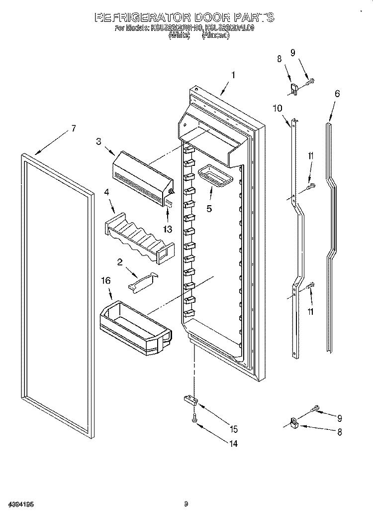 REFRIGERATOR DOOR Diagram and Parts List for KSUS22QDWH00  KitchenAid Refrigerator