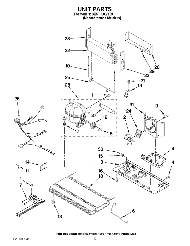 UNIT PARTS Diagram and Parts List for GX5FHDXVY09  Whirlpool Refrigerator