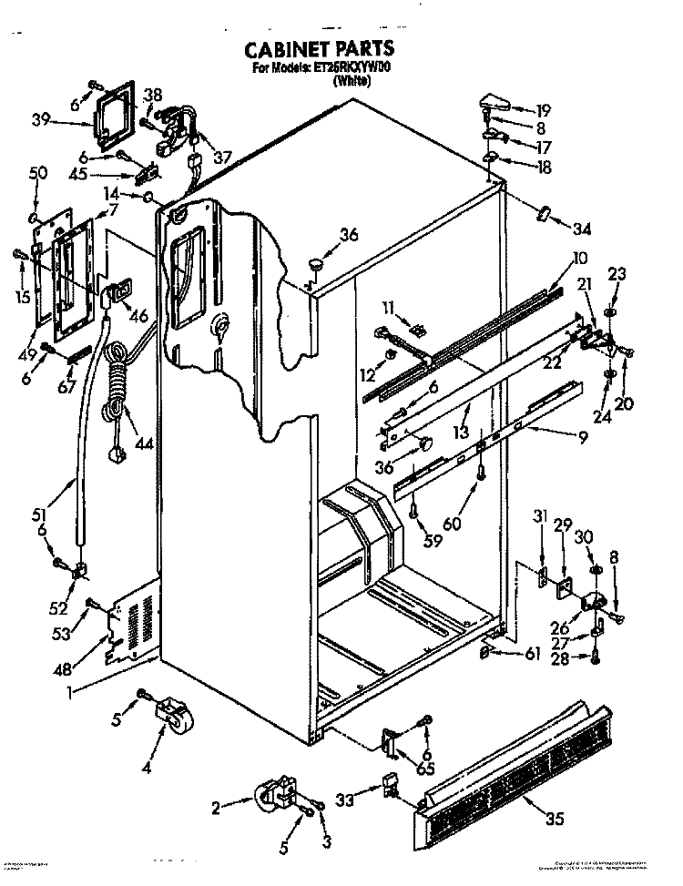 CABINET Diagram and Parts List for ET25RKXYW00  Whirlpool Refrigerator