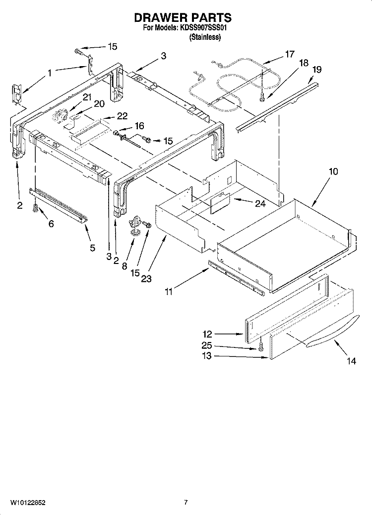 DRAWER PARTS Diagram and Parts List for KDSS907SSS01  KitchenAid Range