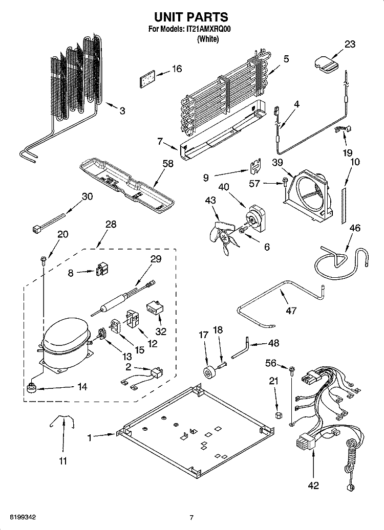 UNIT PARTS Diagram and Parts List for IT21AMXRQ00  Inglis Refrigerator