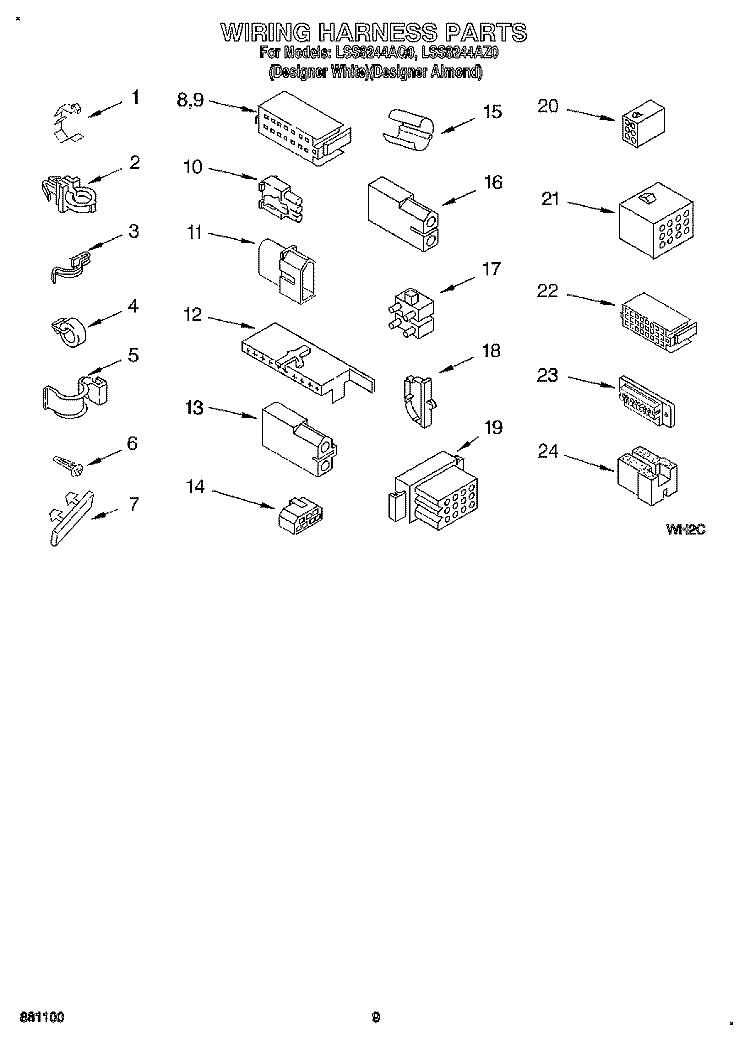 WIRING HARNESS Diagram and Parts List for LSS8244AZ0  Whirlpool Washer