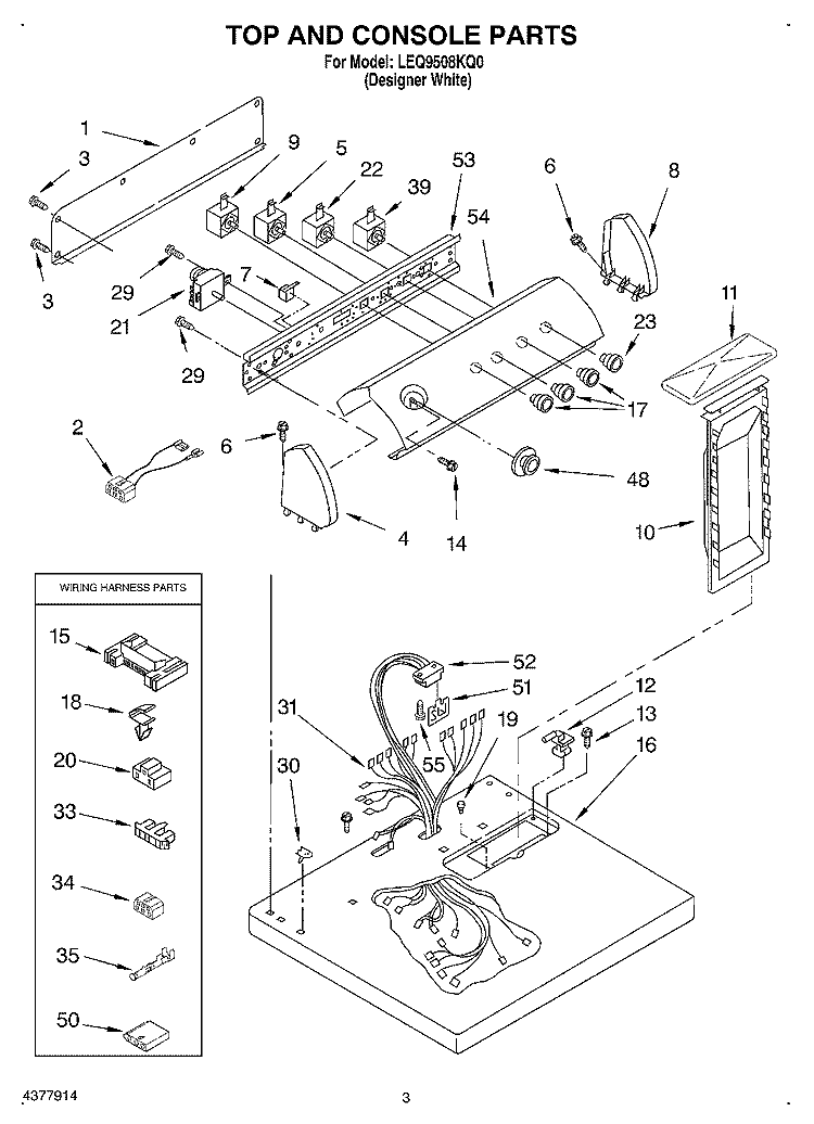 SECTION Diagram and Parts List for LEQ9508KQ0  Whirlpool Dryer