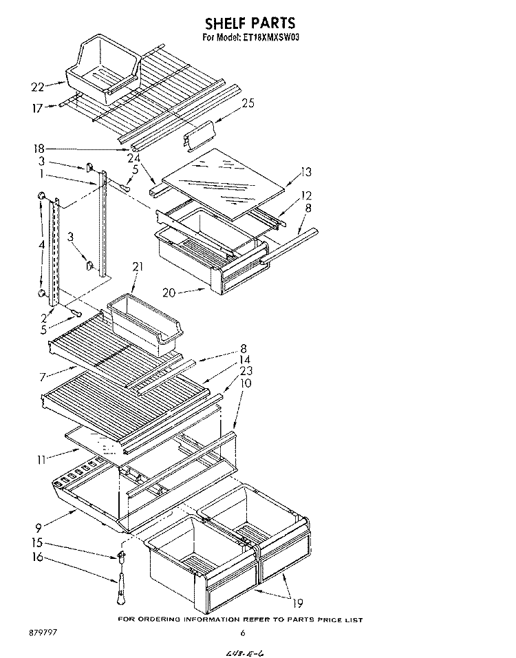 SHELF Diagram and Parts List for ET18XMXSW03  Whirlpool Refrigerator