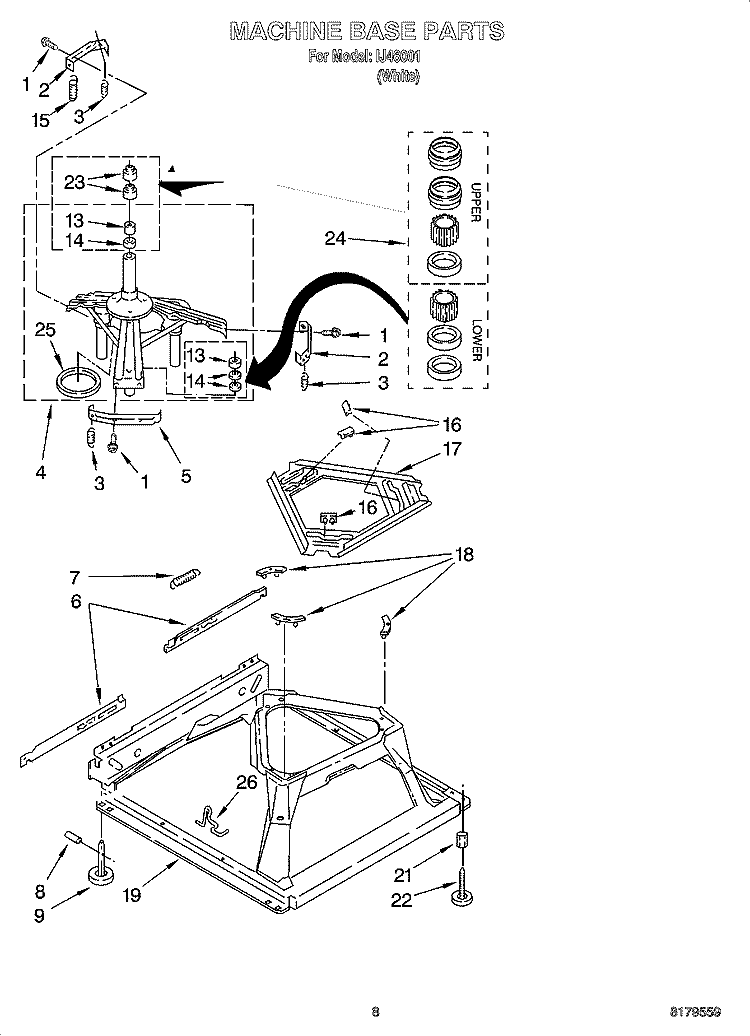 MACHINE BASE PARTS Diagram and Parts List for IJ46001  Inglis Washer