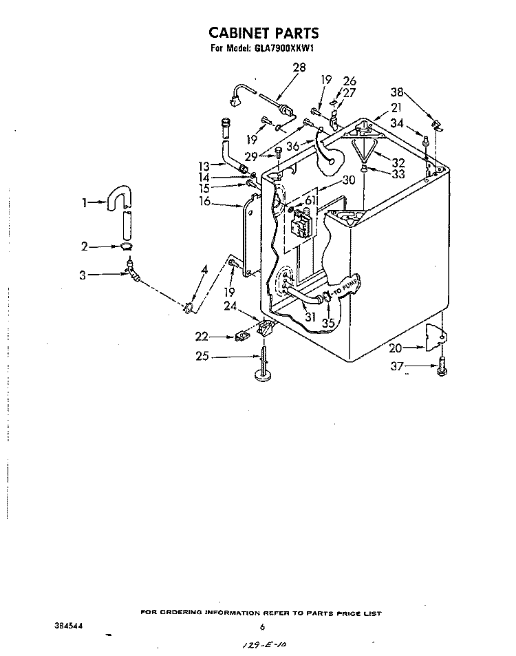 CABINET Diagram and Parts List for GLA7900XKW1  Whirlpool Washer