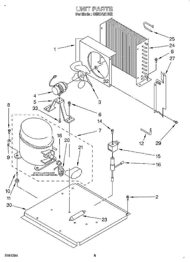 UNIT Diagram and Parts List for O53CAE1612  Whirlpool Ice Maker