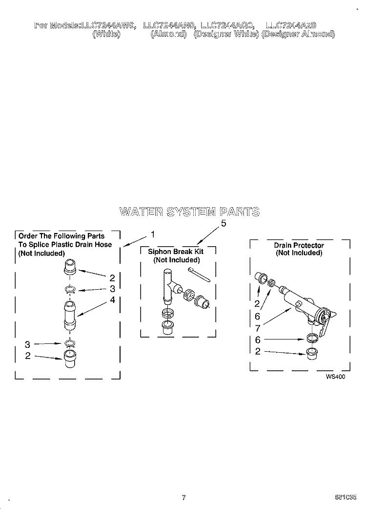 WATER SYSTEM Diagram and Parts List for LLC7244AN0  Whirlpool Washer