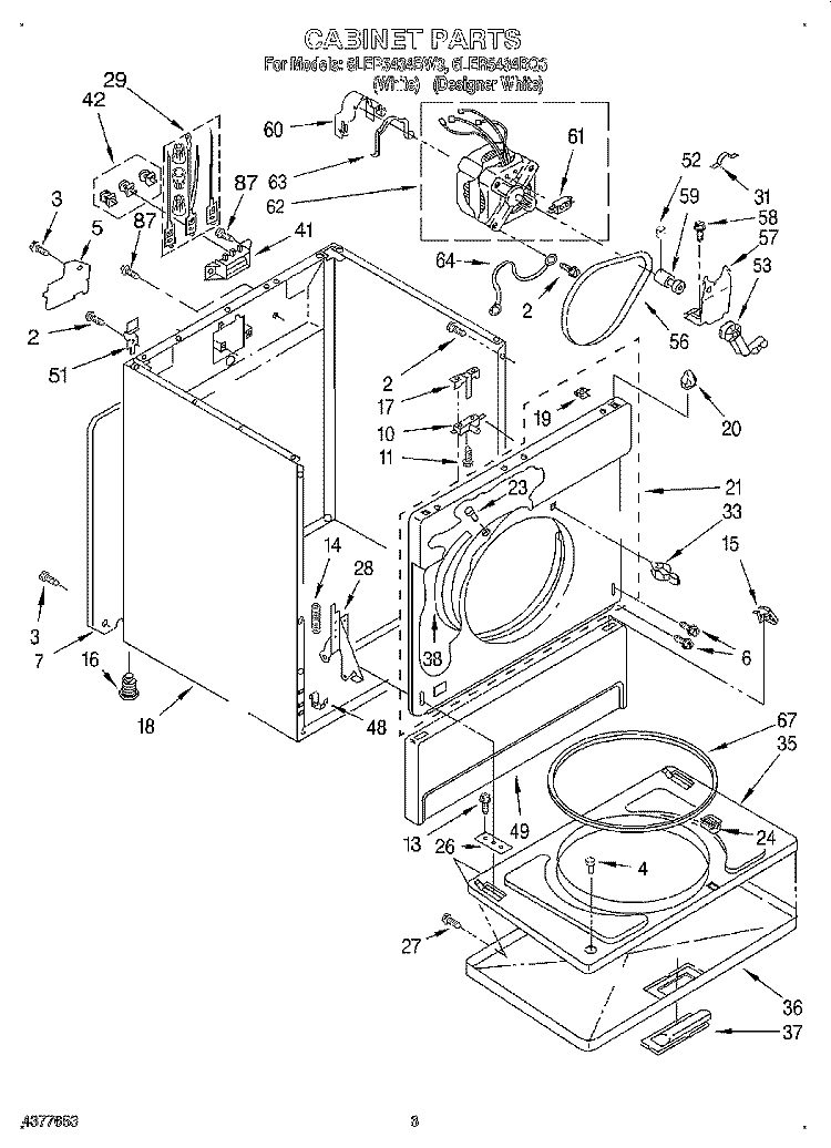 SECTION Diagram and Parts List for 6LER5434BQ3  Whirlpool Dryer