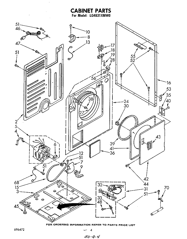 CABINET Diagram and Parts List for LG4931XMW0  Whirlpool Dryer