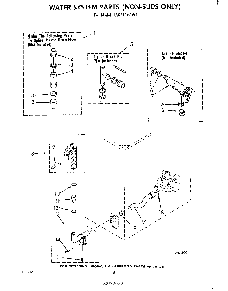 WATER SYSTEM Diagram and Parts List for LA5310XPW0  Whirlpool Washer