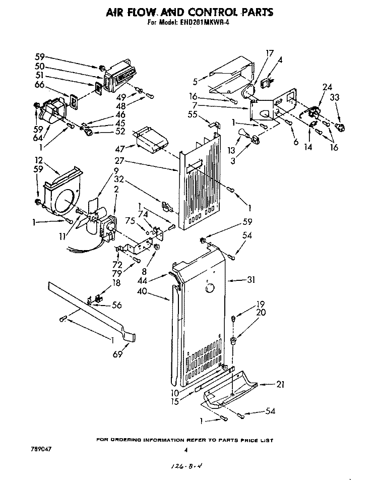 AIR FLOW AND CONTROL, LIT/OPTIONAL Diagram and Parts List for EHD261MKWR4  Whirlpool Refrigerator