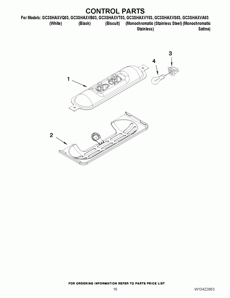 CONTROL PARTS Diagram and Parts List for GC3SHAXVA03  Whirlpool Refrigerator
