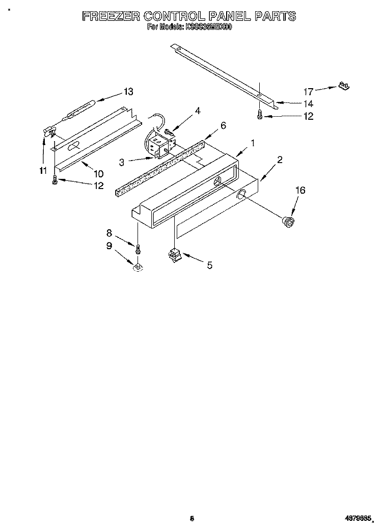 FREEZER CONTROL PANEL Diagram and Parts List for KSSS36MBX00  KitchenAid Refrigerator
